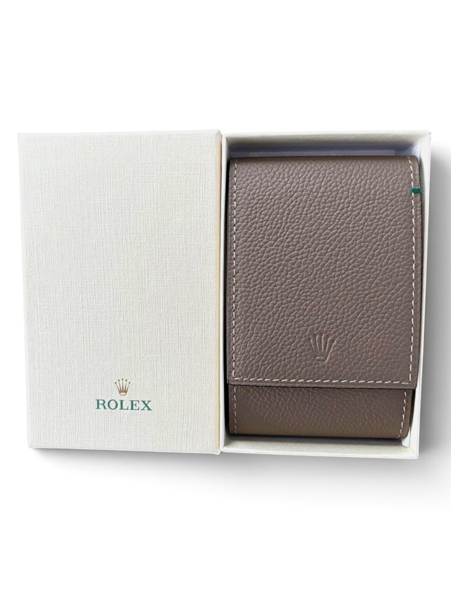 Authentic Rolex Taupe Leather Watch Travel Pouch Service Case Rare Color